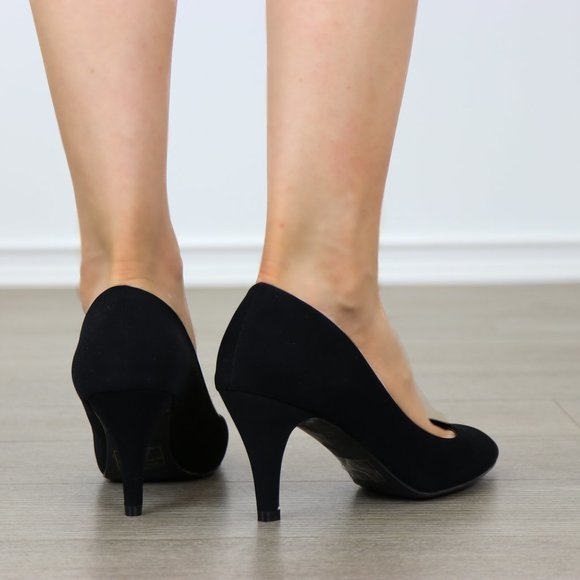 Closed Toe Low Mid Heel Dress Velvet Pump - Picture 3 of 6